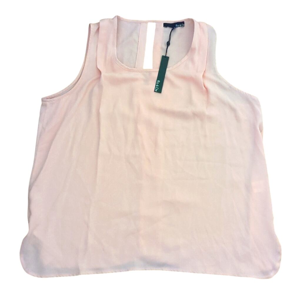 Roe & De Light Pink Cut Out Flowy Sheer Tank Top Blouse NWT